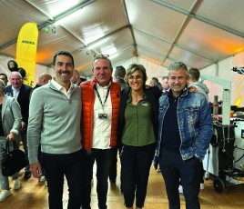 Marc et Sophie Rigal, entourés de Luc Alphand (à gauche) et Christophe Jammot, invités aux 20 ans de Rigal Peinture le 5 octobre dernier.