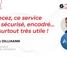 Visuel Golda avec photo d'alexis Delmann et une phrase "Foncez, ce service est sécurisé, encadré... et surtout très utile ! "