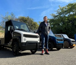 Benoît Trouvé devant l’utilitaire Midipile. L’homologation du véhicule est attendue pour le printemps prochain.
