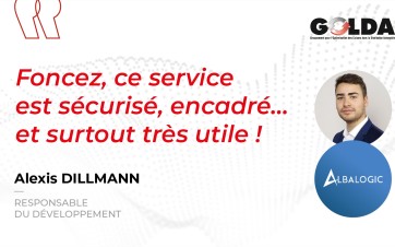 Visuel Golda avec photo d'alexis Delmann et une phrase "Foncez, ce service est sécurisé, encadré... et surtout très utile ! "