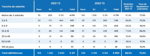Altares - 3ème trimestre 2022 tailles d'entreprises