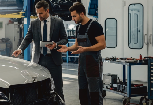 CARROSSIER et EXPERT devant veh