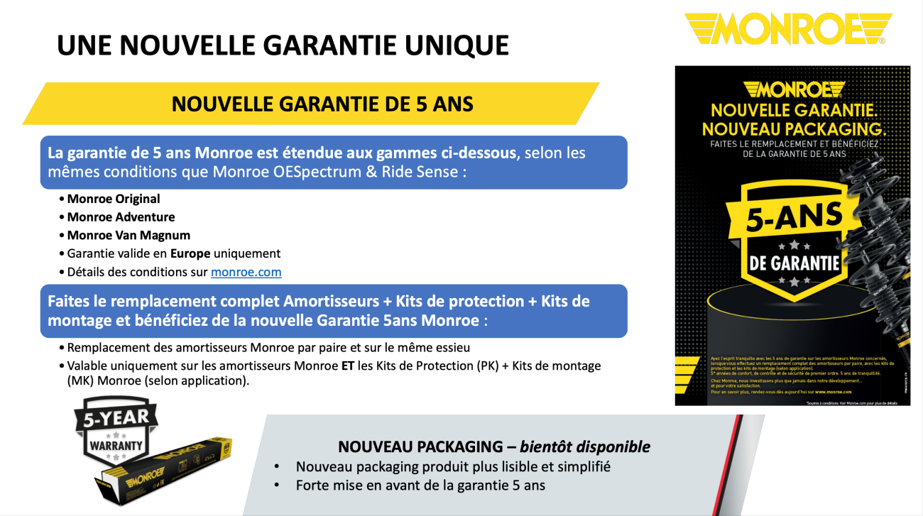 MONROE Garantie 5 ans